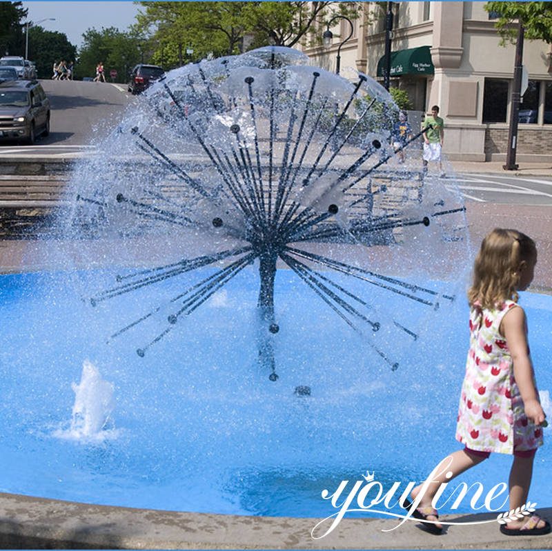metal dandelion fountain sculpture