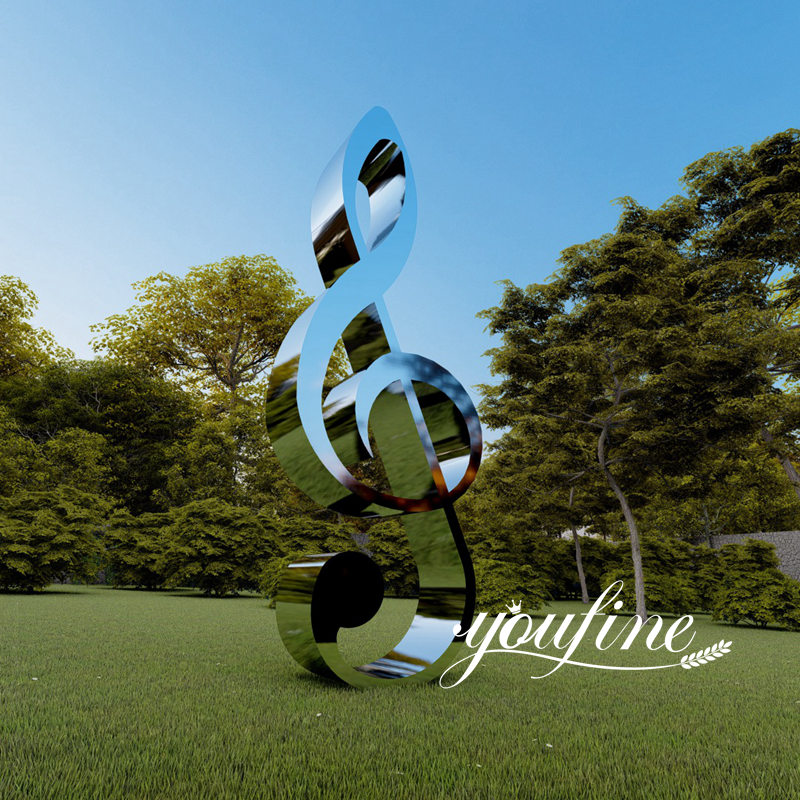 mirror polished stainless steel music note sculpture