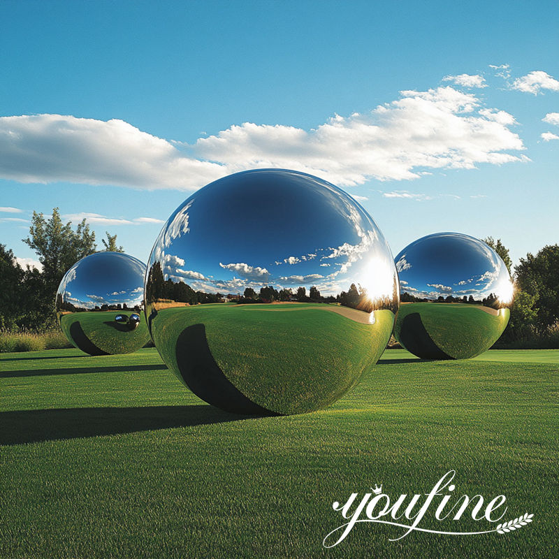 modern large steel spheres for lawn