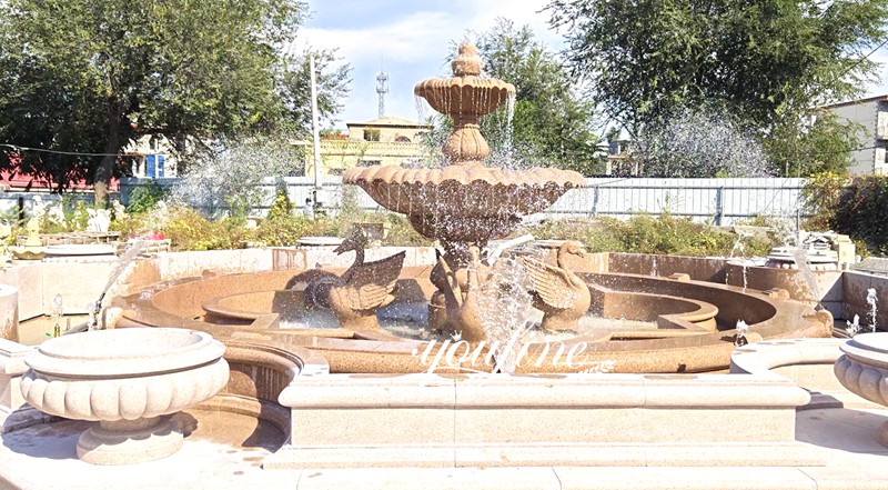 outdoor granite swan fountain