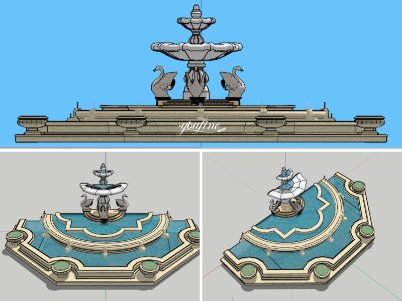 swan fountain design drawing