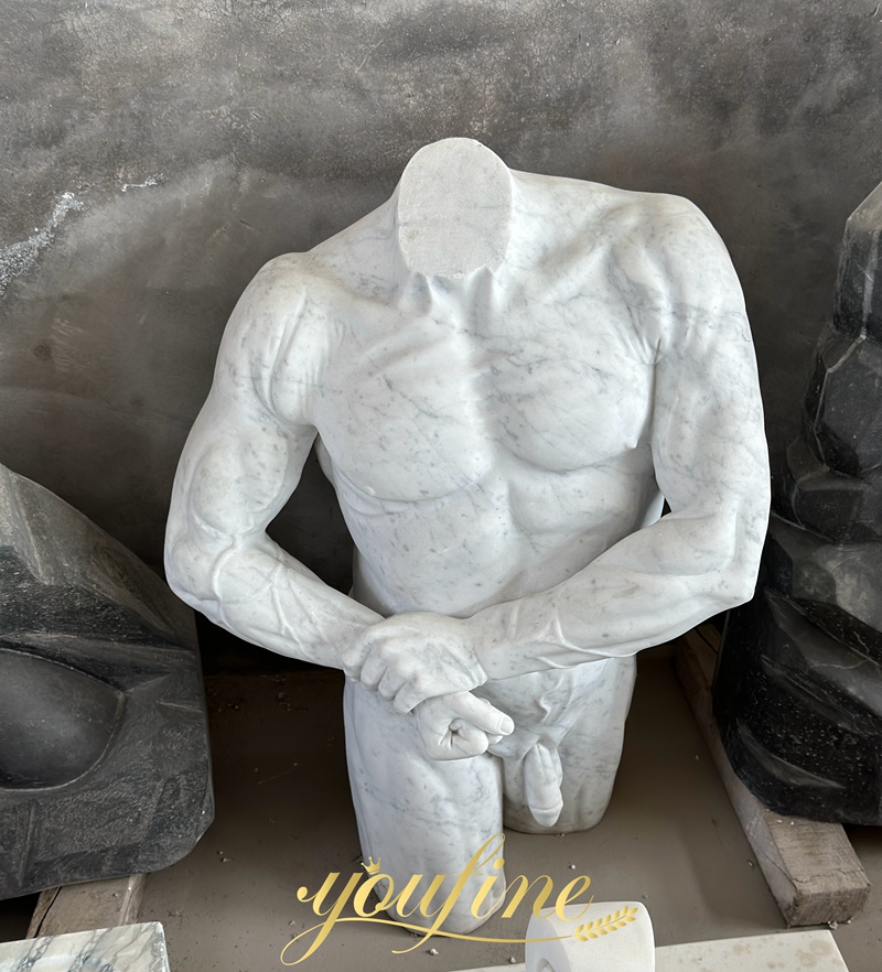 white marble male torso sculpture