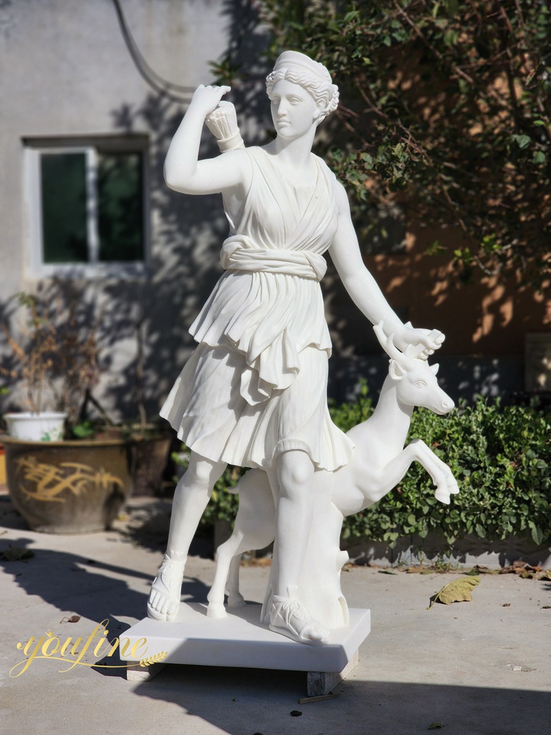 Diana the goddess of the hunt marble statue