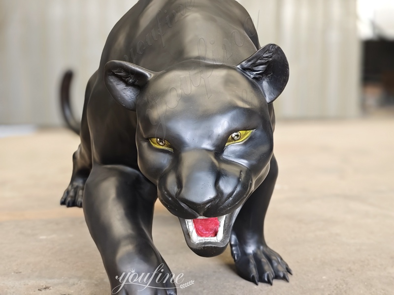 Large Bronze Black Panther Statue detail