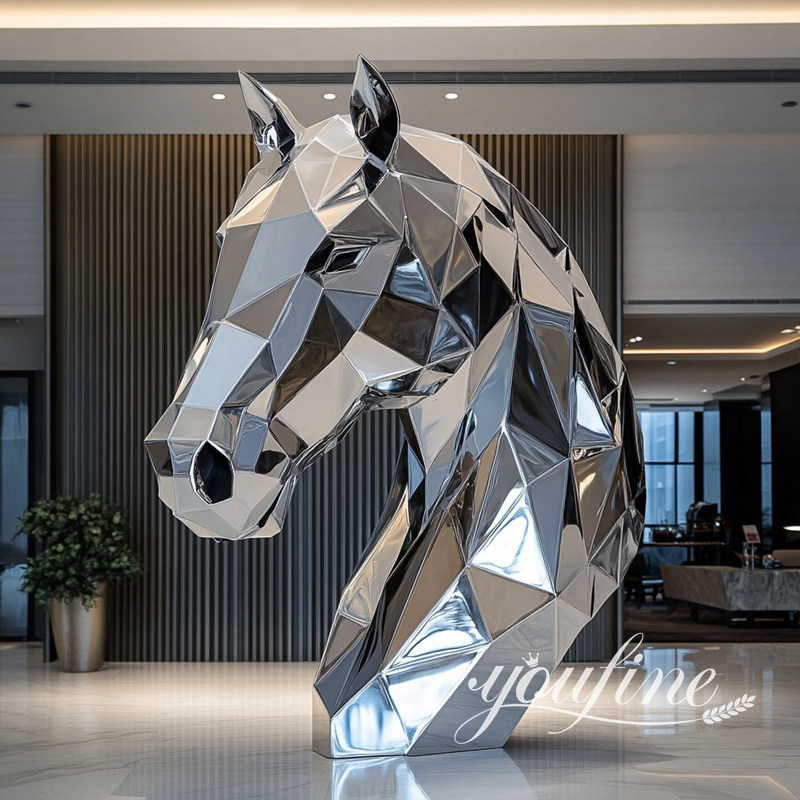 high polished polygon horse head sculpture