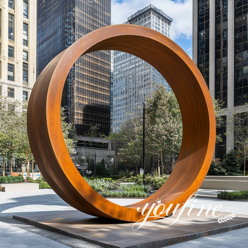 large corten steel sculpture for outdoor decor