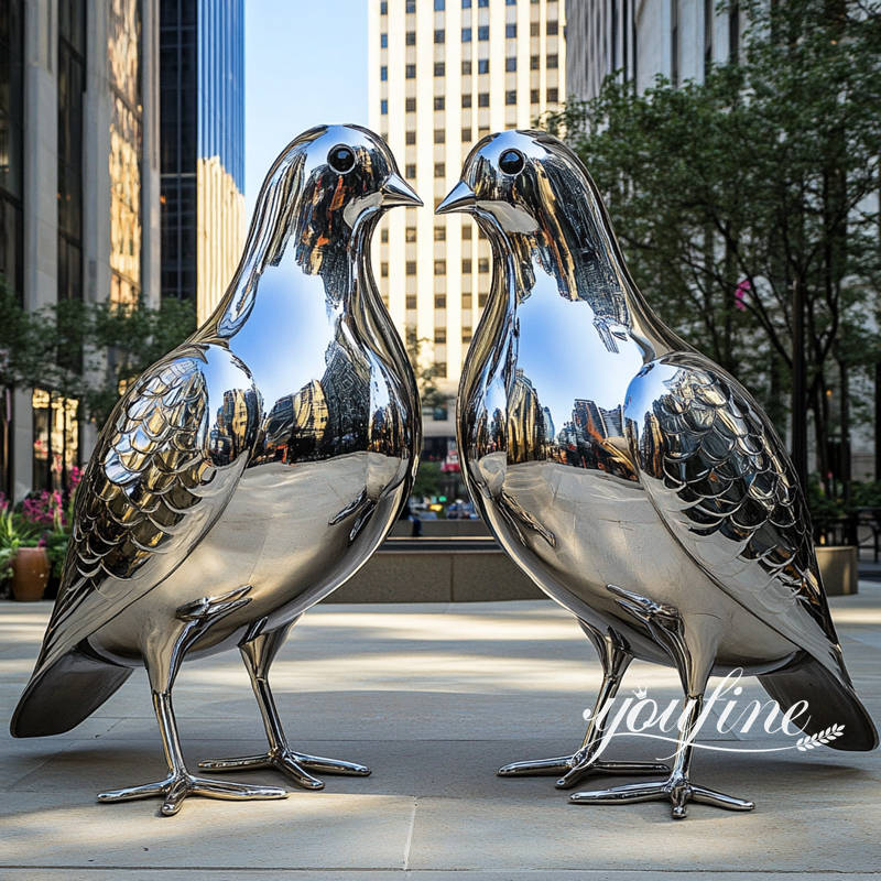 Large Mirror Polished Stainless Steel Dove Sculpture RMAL-012