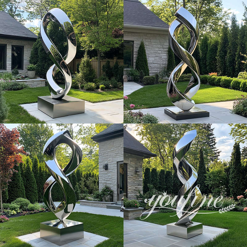 large stainless steel abstract garden sculpture