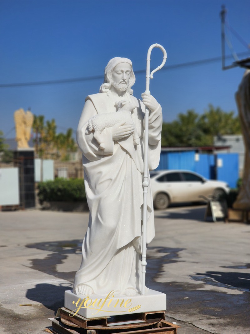 marble jesus the good shepherd statue