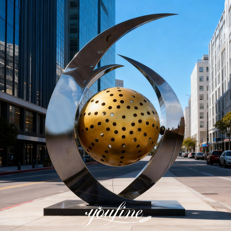 abstracct sculpture with ball