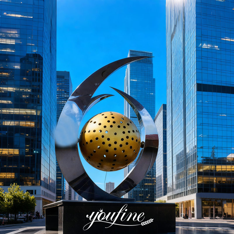 Modern Large Abstract Sculpture with Ball for Public Space CSS-113