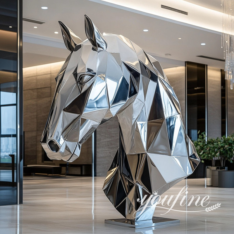 modern metal polygon statue