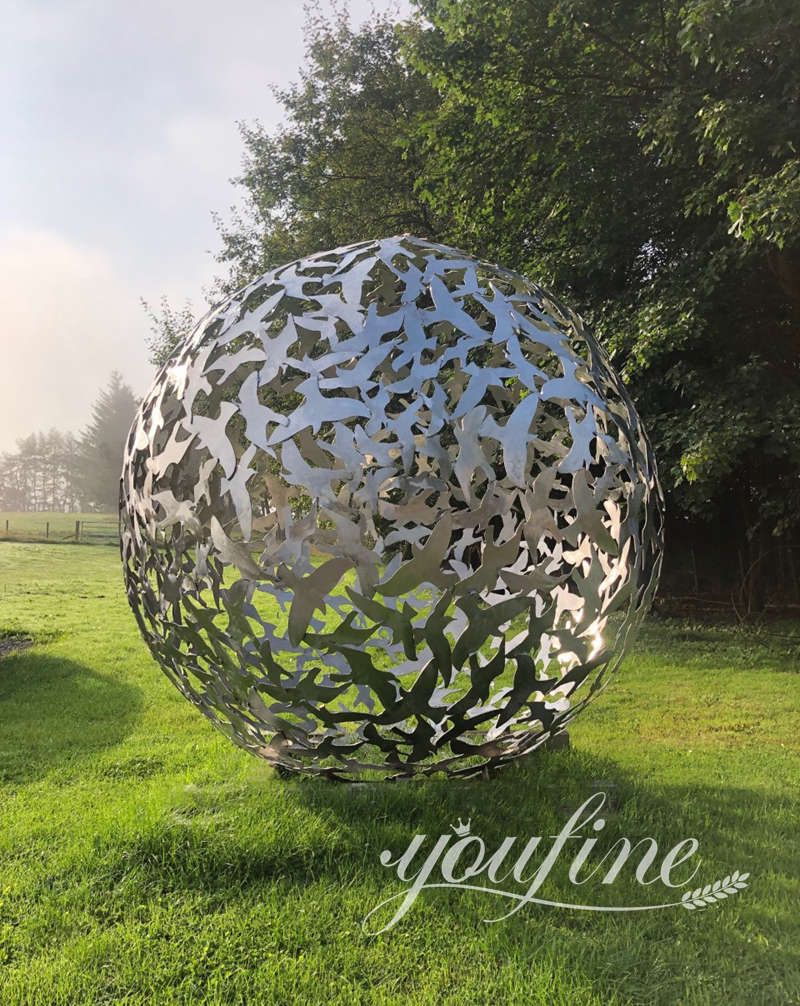 stainles steel hollow ball sculpture