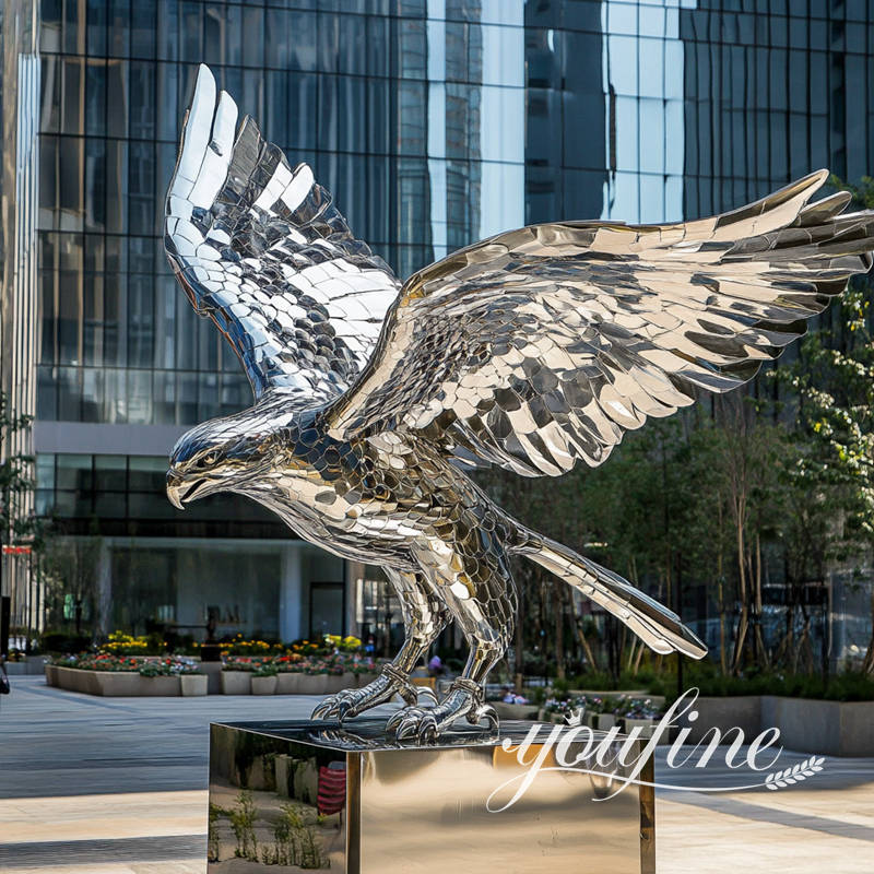 stainless steel falcon sculpture