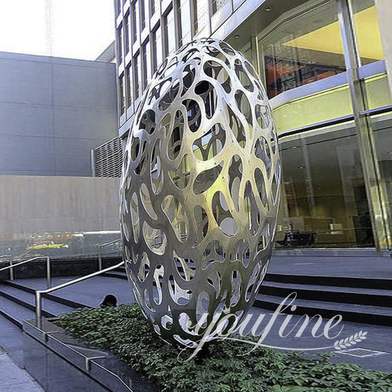 stainless steel garden hollowed ball sculpture