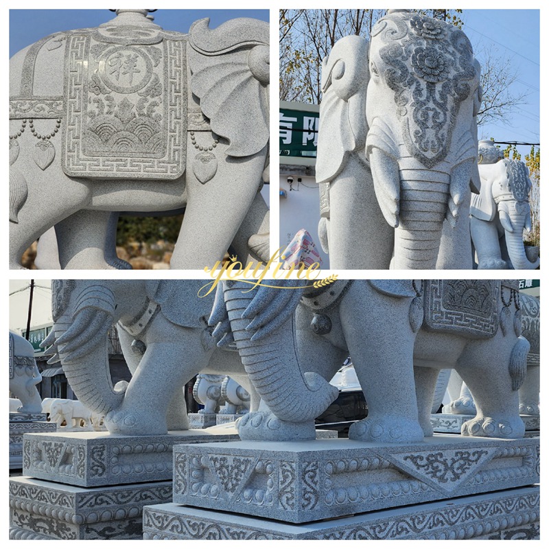 Large Marble Elephant Statue details