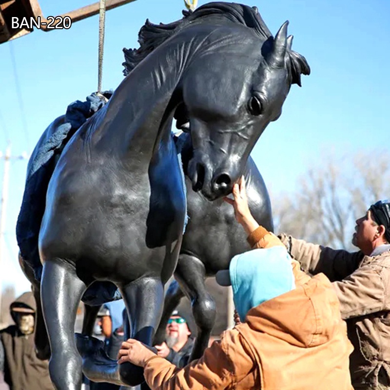 Lifesize stampeding horses statue
