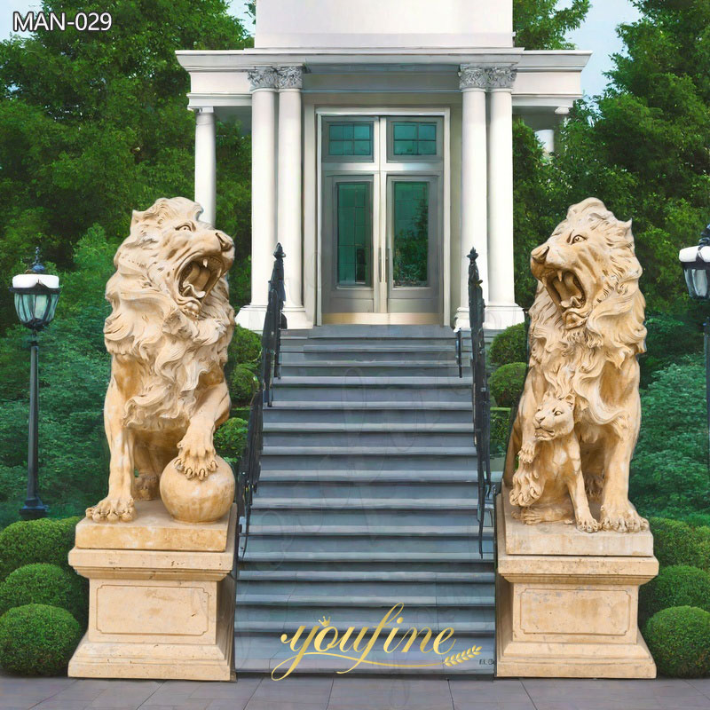 Marble Lion Lawn Ornaments