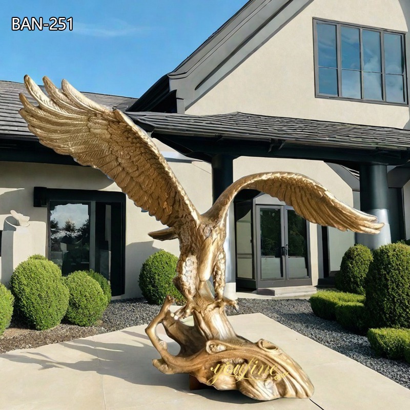 large antique brass eagle statue