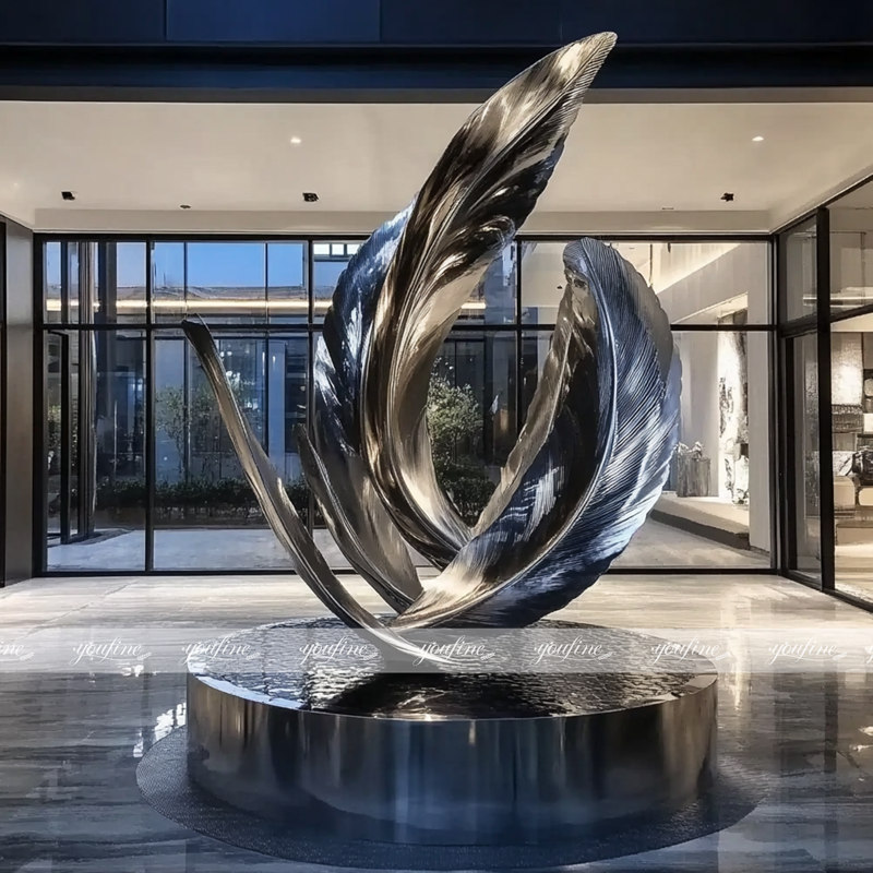 large falling feathers sculpture