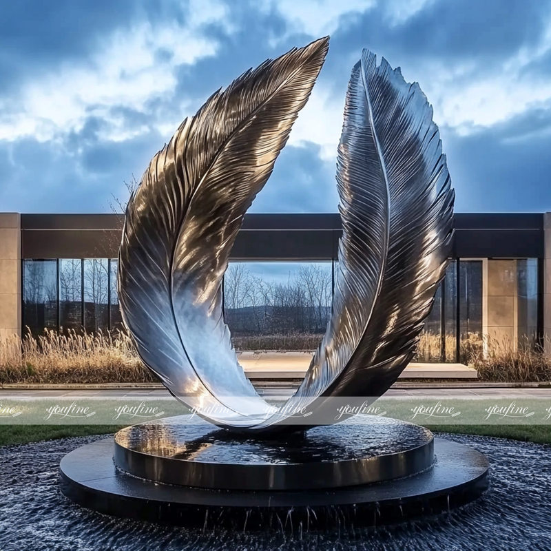 Modern Metal Art Sculpture of Falling Feathers SSA-058