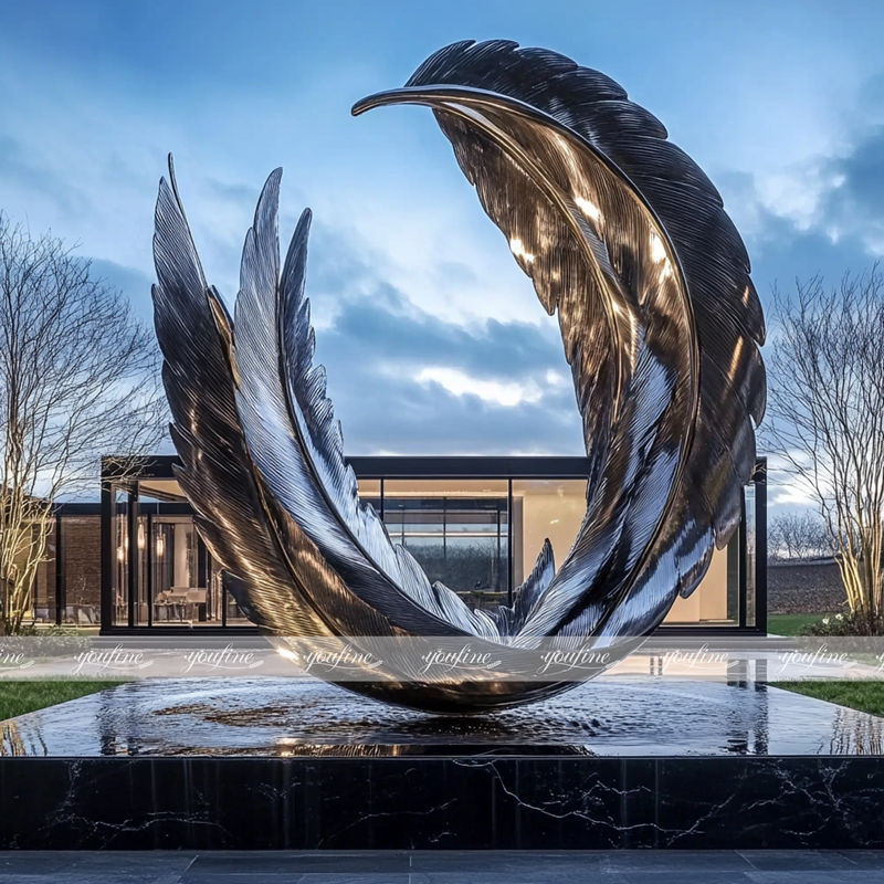 modern decorative falling feathers sculpture