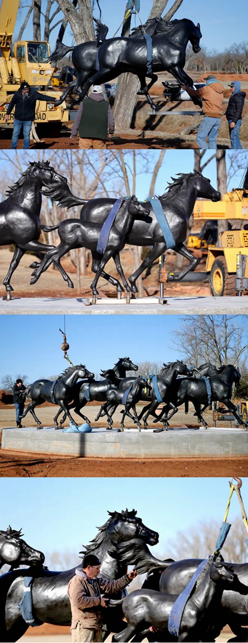 outdoor bronze horses statues