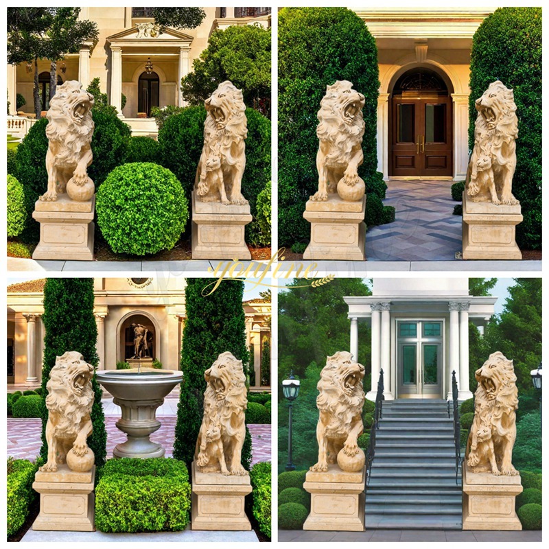 stone Lion Lawn Ornaments (2)