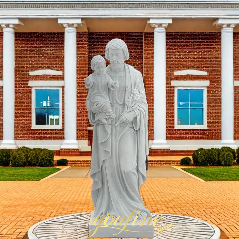 white marble Saint Joseph With Baby Jesus