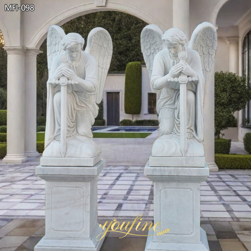 Catholic Marble Guardian Angel Statue with Sword MFI-098