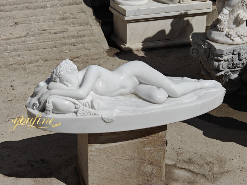 Elegant Marble Sleeping Hermaphroditus Statue replica