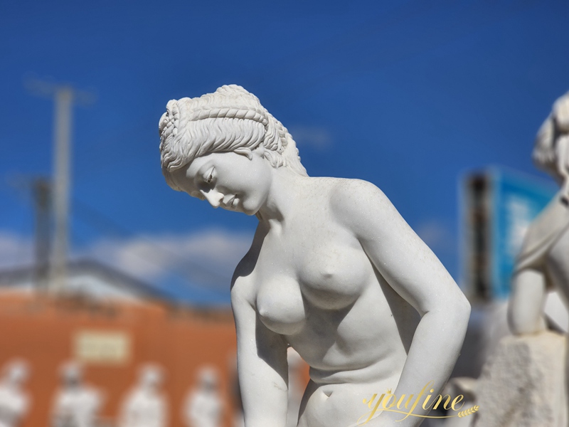Life size white Marble Bathing Venus Statue details