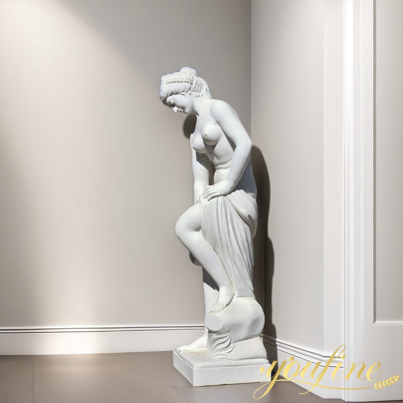 Life size white Marble Bathing Venus Statue for sale