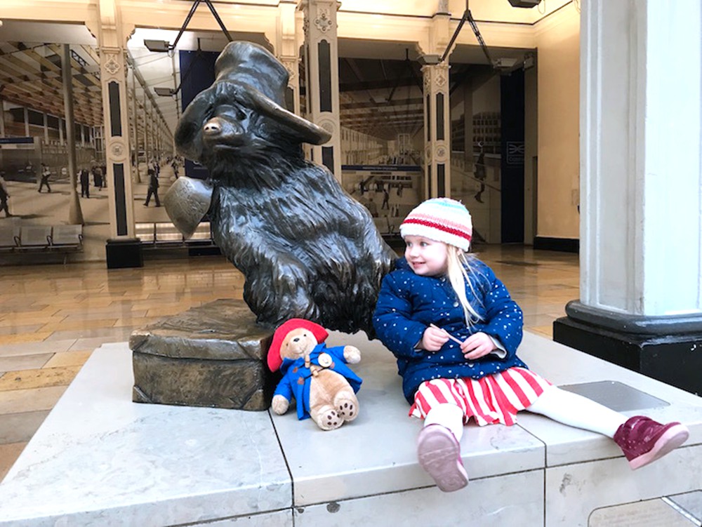 Lifesize blue paddington bear statue