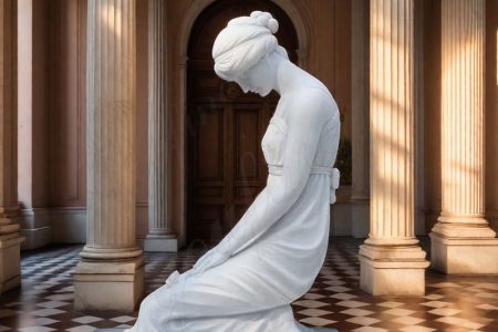 Luxury Marble Kneeling Woman Statue MFI-097