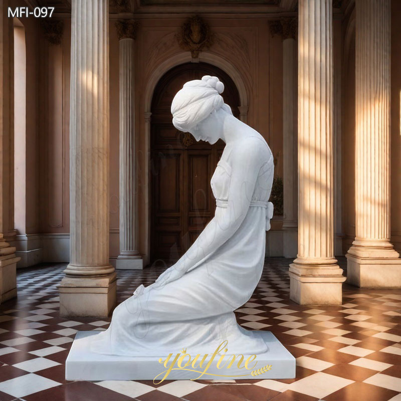 Luxury Marble Kneeling Woman Statue MFI-097