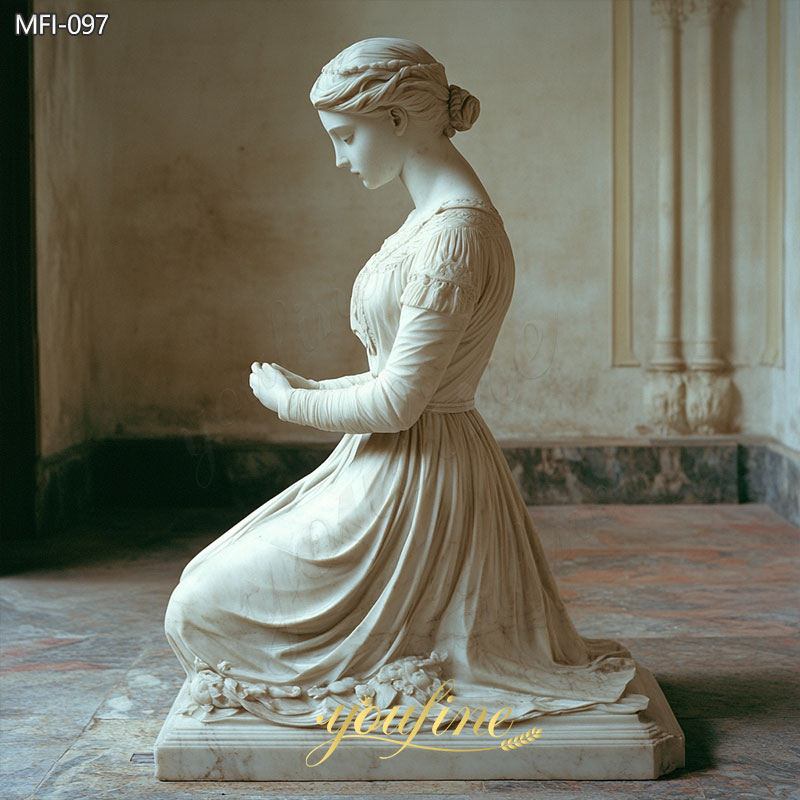 white Marble Kneeling Woman Statue