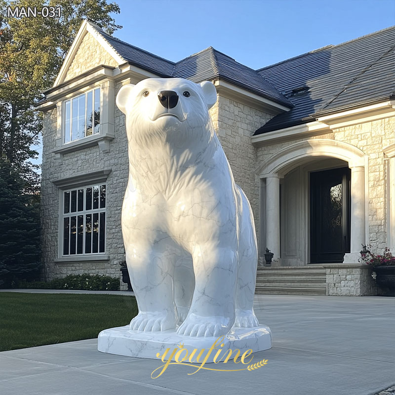 White Marble Bear Statue for Driveway MAN-031