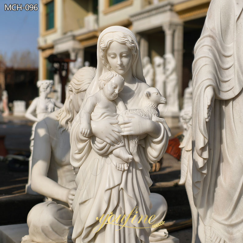 Our Lady of Innocence Holding Lamb Statue details