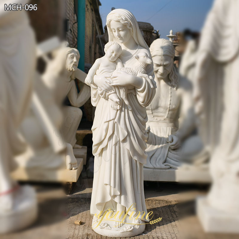 Marble Our Lady of Innocence Holding Lamb Statue
