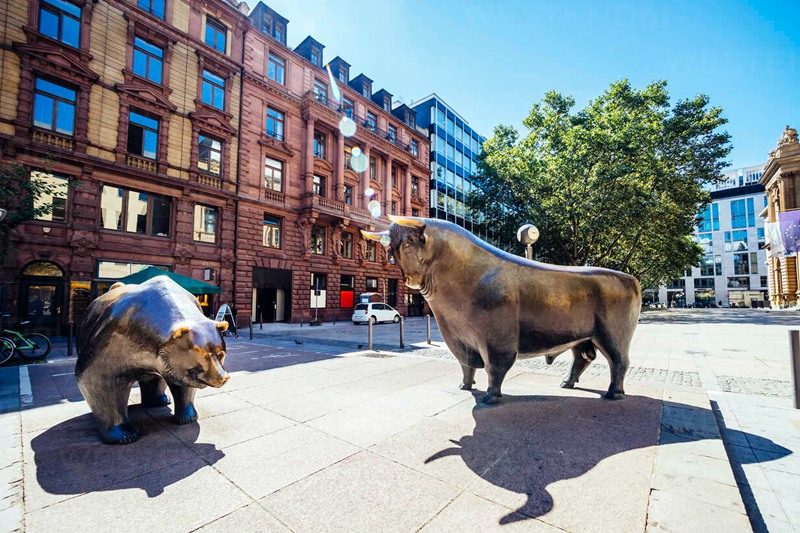 bear bull sculpture