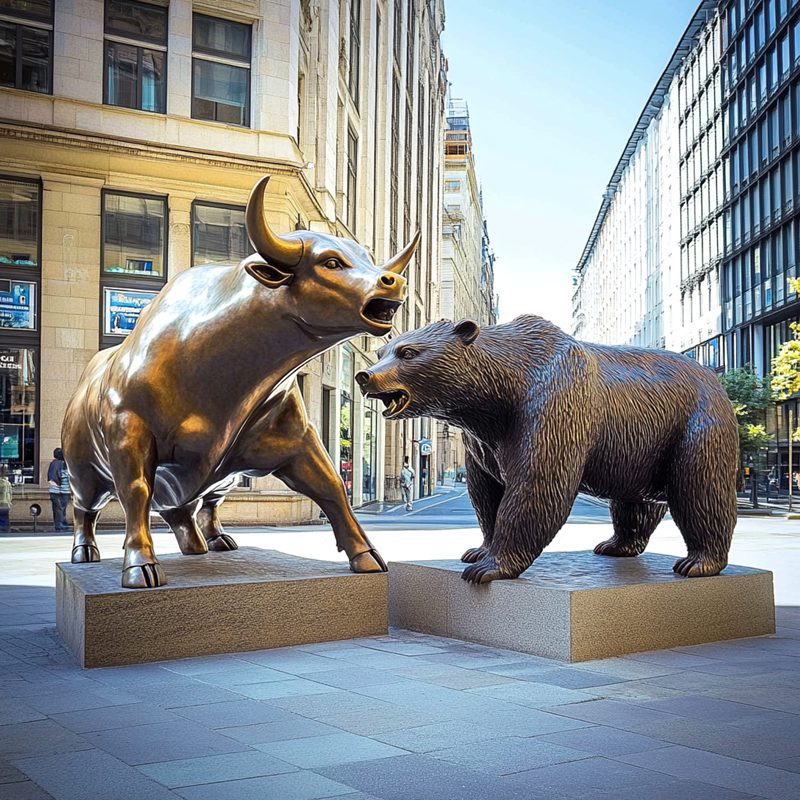 bear vs bull statue 