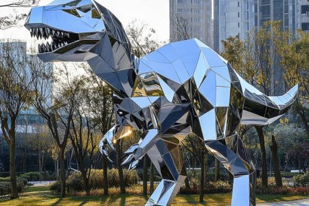 Modern Metal Dinosaur Statue for Commercial Space Decor SSD-027