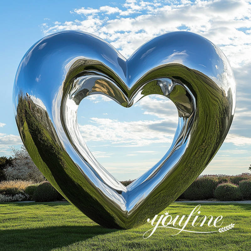 Large Polished Stainless Steel Heart Sculpture GSS-035