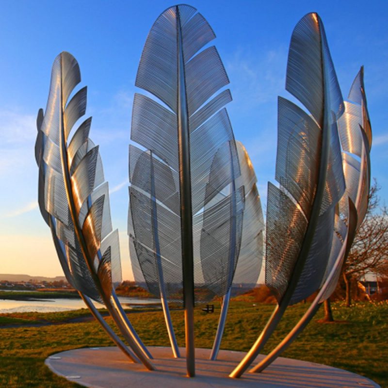 beautiful large metal feather sculpture