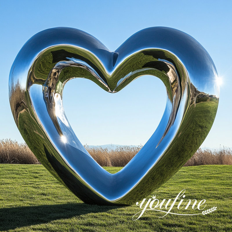 large modern steel heart sculpture