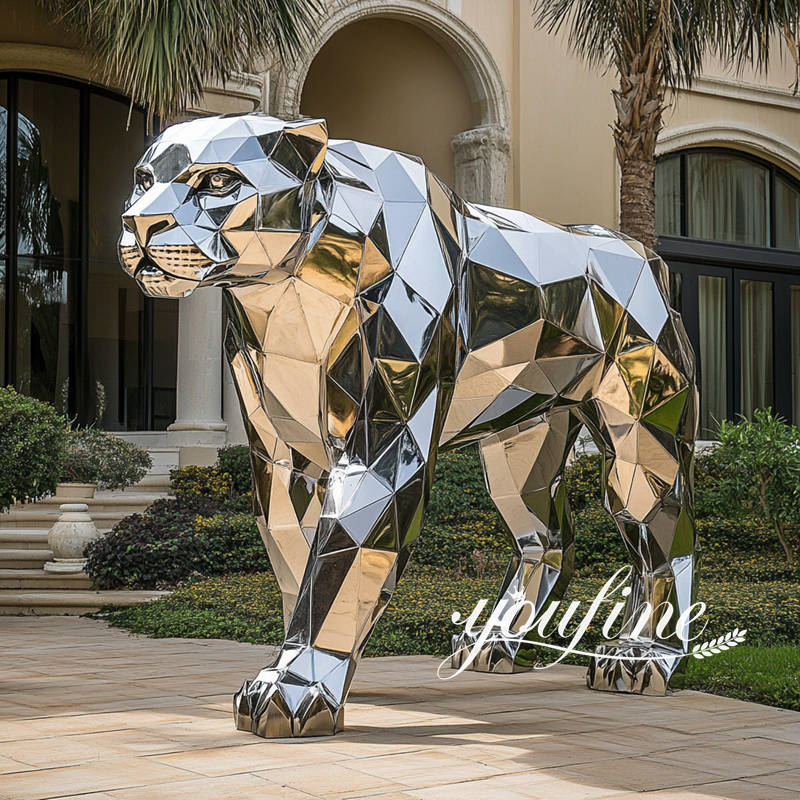 modern metal leopard statue