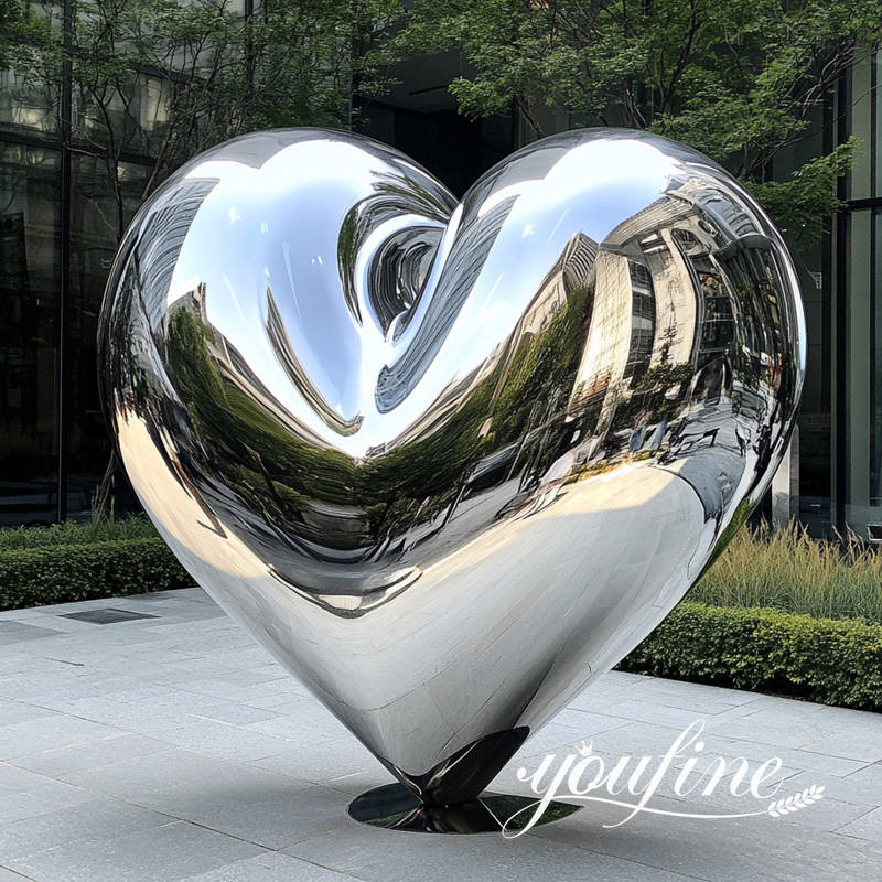 mirror stainless steel heart sculpture