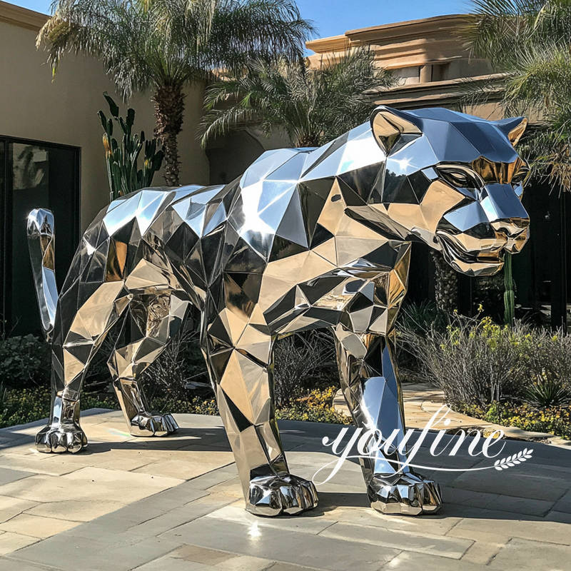 modern leopard polygon statue for modern building decor