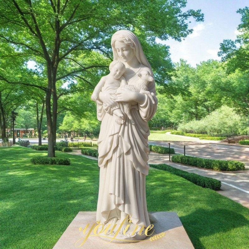 outdoor Marble Our Lady of Innocence Holding Lamb Statue